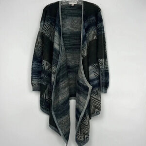 Knox Rose Waterfall Open Front Sweater Cardigan Southwest Boho Size L